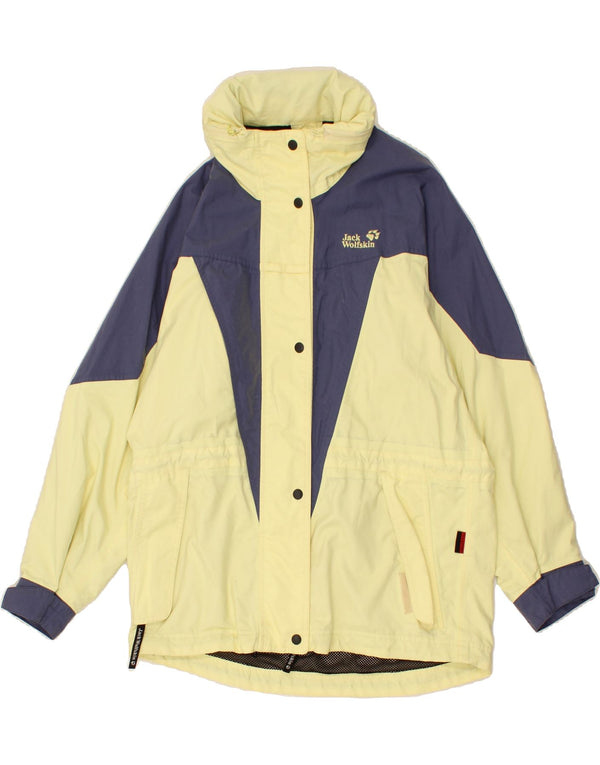 JACK WOLFSKIN Chaqueta cortavientos para mujer UK 6 XS Amarillo Colorblock