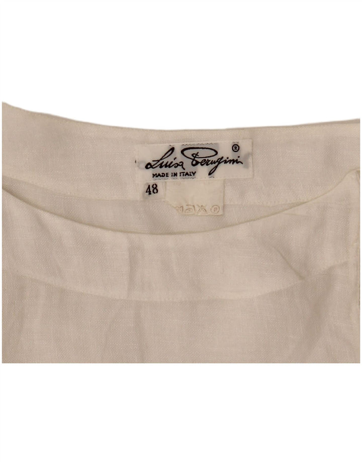 Blusa camisera de manga corta VINTAGE para mujer IT 48 XL Blanco