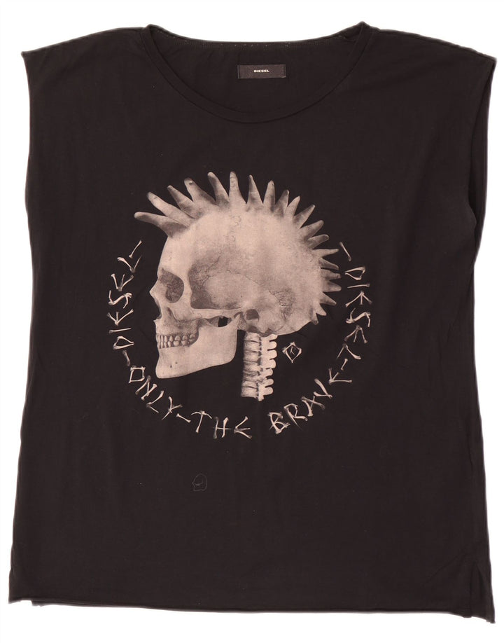 Diesel Hombre Camiseta Sin Mangas Con Estampado De Algodón Negro Mediano