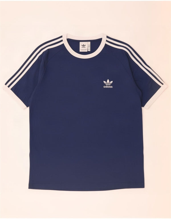 Adidas Hombre Camiseta Top XL Azul Marino Colorblock Algodón