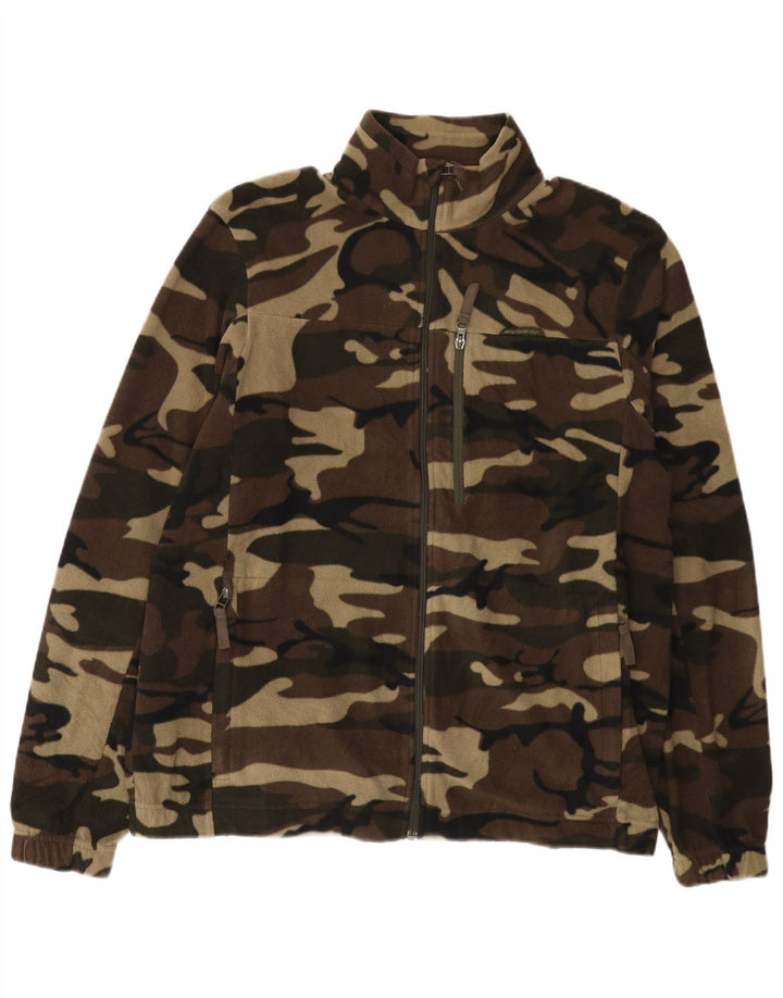 Decathlon Chaqueta polar para hombre UK 40 Large Marrón Camuflaje Poliéster