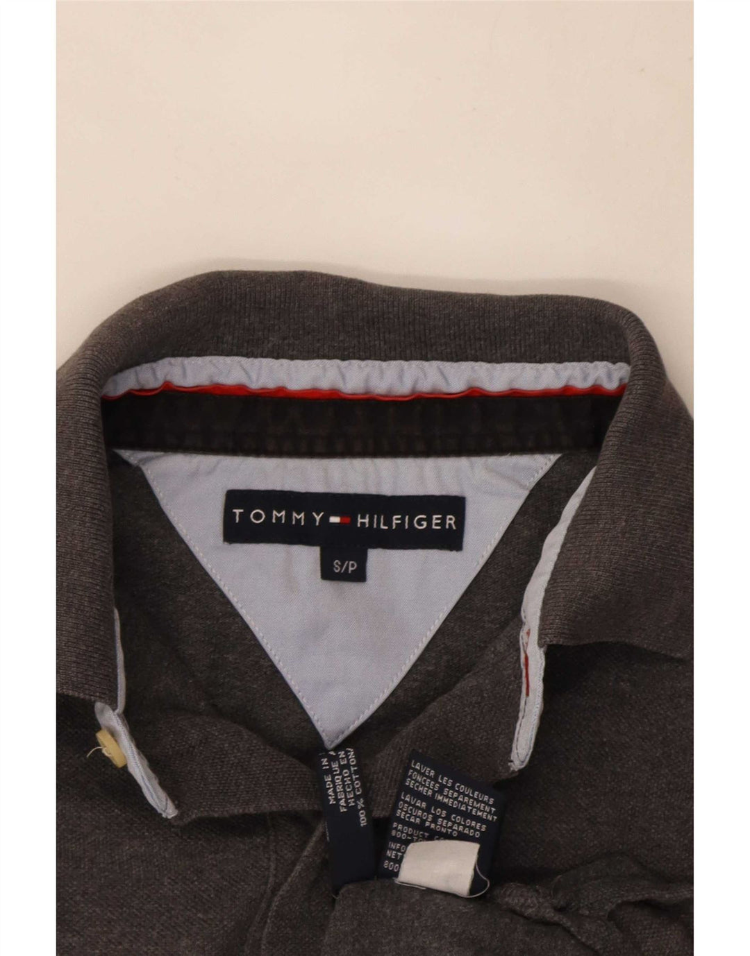 Polo Tommy Hilfiger para hombre de algodón gris pequeño