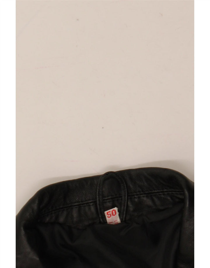 Chaqueta de cuero vintage para hombre IT 50 grande negro