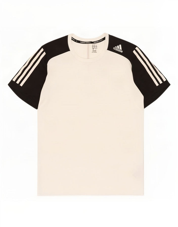 Adidas Hombre Climalite Camiseta Top Pequeño Blanco Colorblock Poliéster