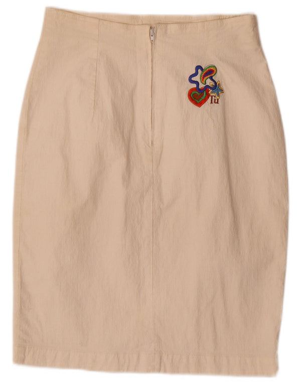 Nazareno Gabrielli Falda lápiz de cintura alta para mujer IT 46 Large W26 Off White