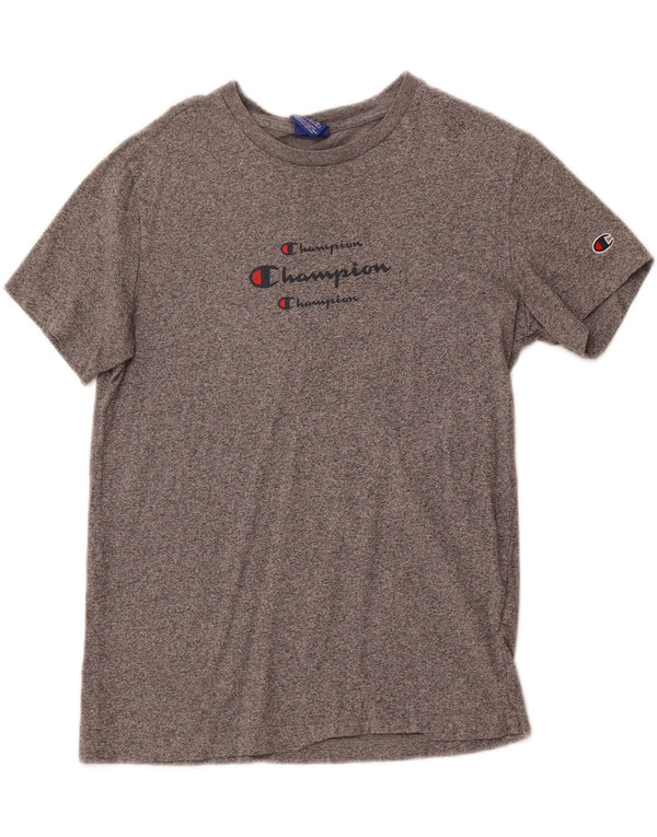 CHAMPION Womens Graphic T-Shirt Top UK 10 Small Grey Flecked Cotton