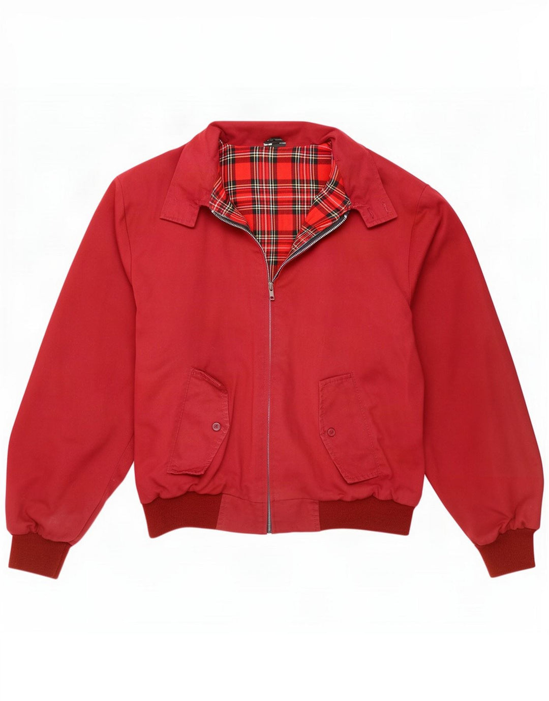 Chaqueta bomber vintage para hombre UK 36 Pequeña Poliéster burdeos