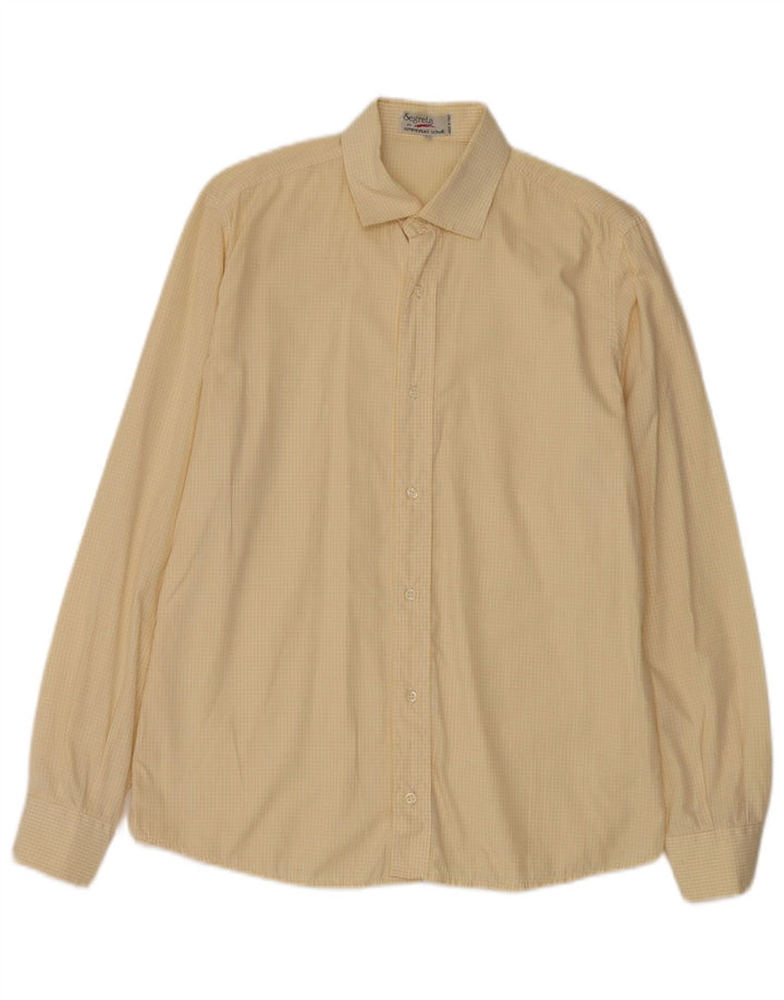 Emmanuel Schvili Camisa para hombre Talla 42 Grande Guinga amarilla
