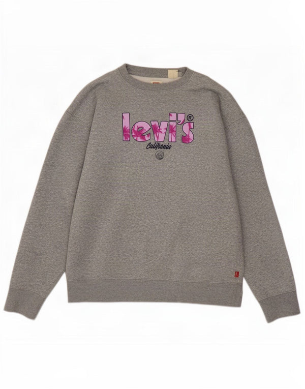 Levi's Hombre Sudadera Gráfica Jumper Small Gris Algodón