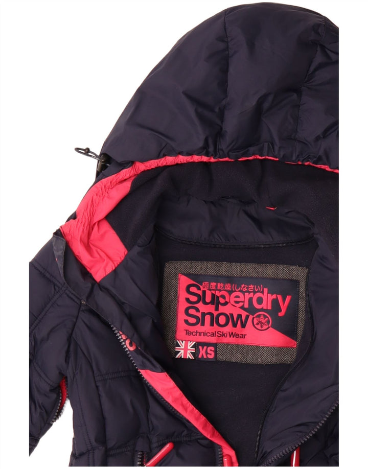 Superdry Chaqueta de esquí extragrande con capucha para mujer UK 6 XS Poliéster azul marino