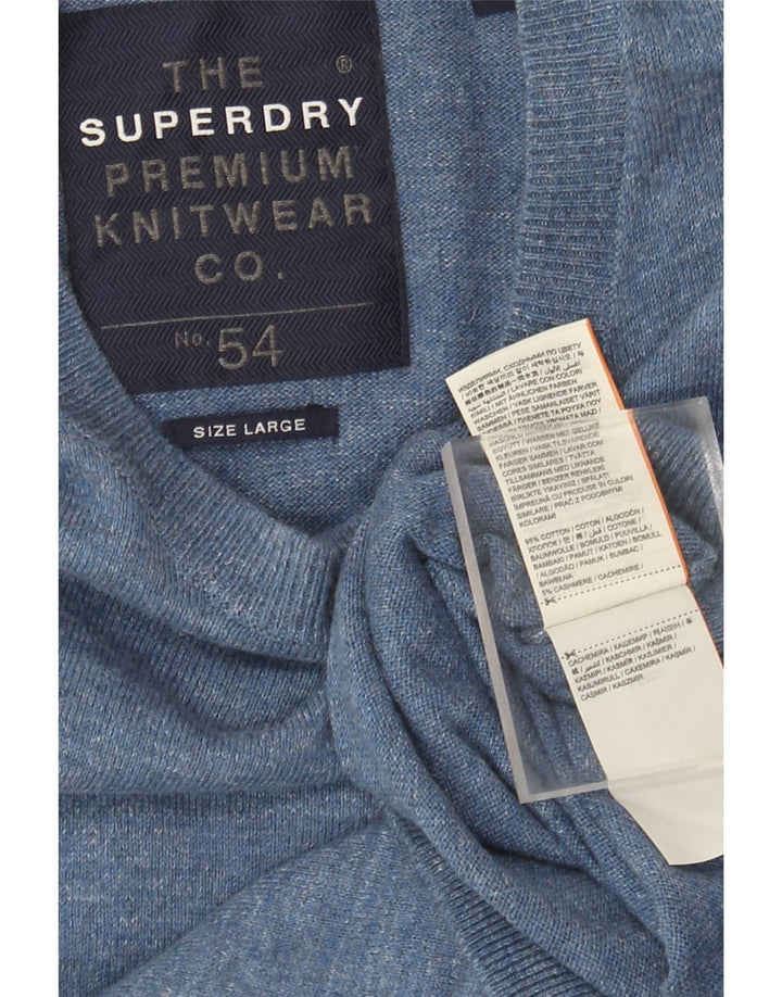 Superdry Jersey De Cuello Redondo Para Hombre Jersey De Algodón Azul Grande