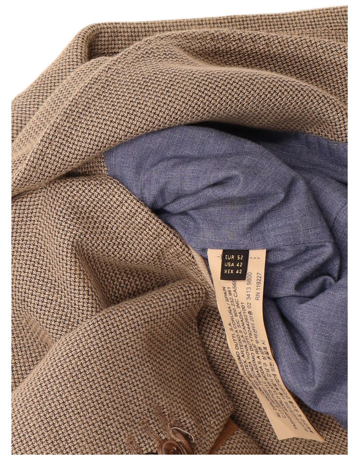 Massimo Dutti Chaqueta Blazer de Punto con 2 Botones para Hombre EU 52 Grande Algodón Beige