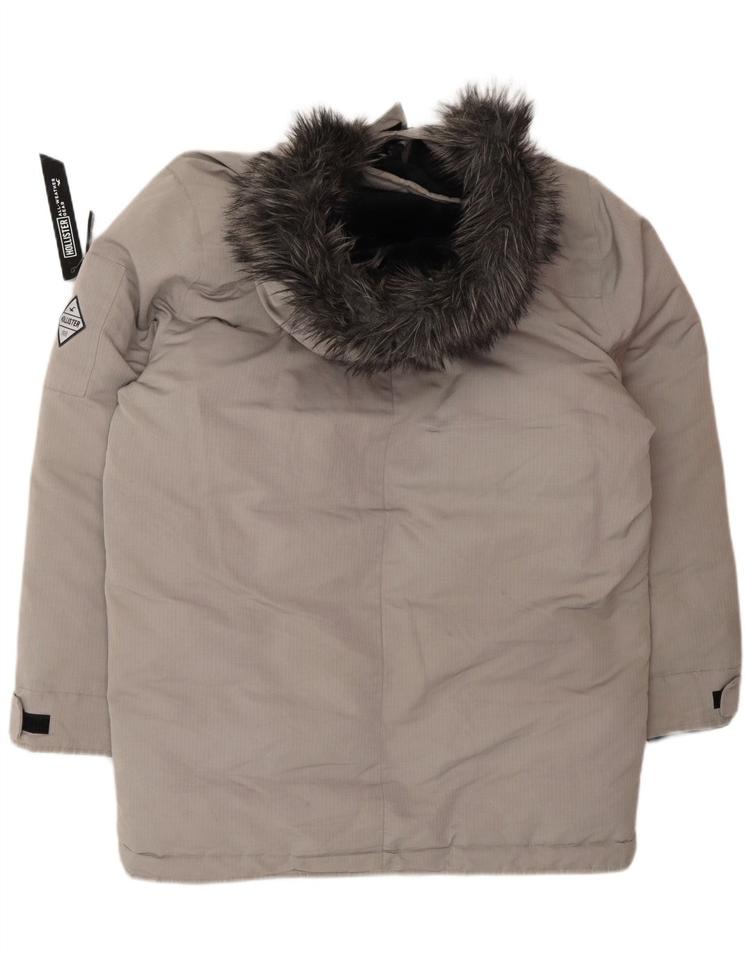 HOLLISTER Chaqueta acolchada con capucha para hombre Reino Unido 40 Poliéster gris grande