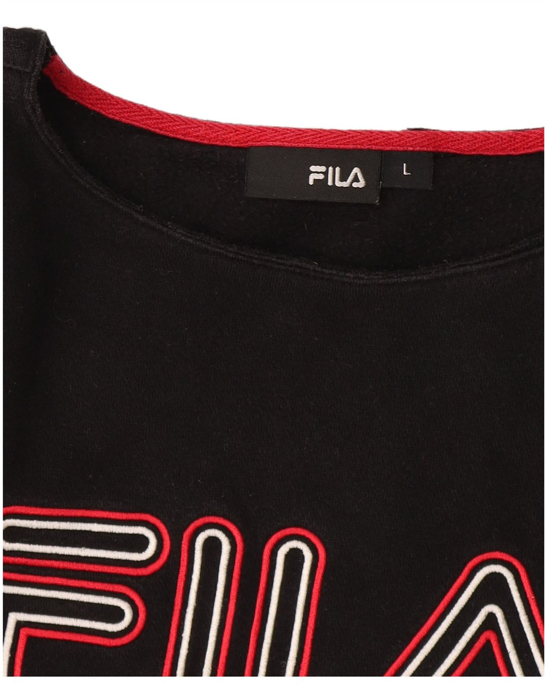 Fila Mujer Crop Graphic Sudadera Jumper UK 46 Grande Negro