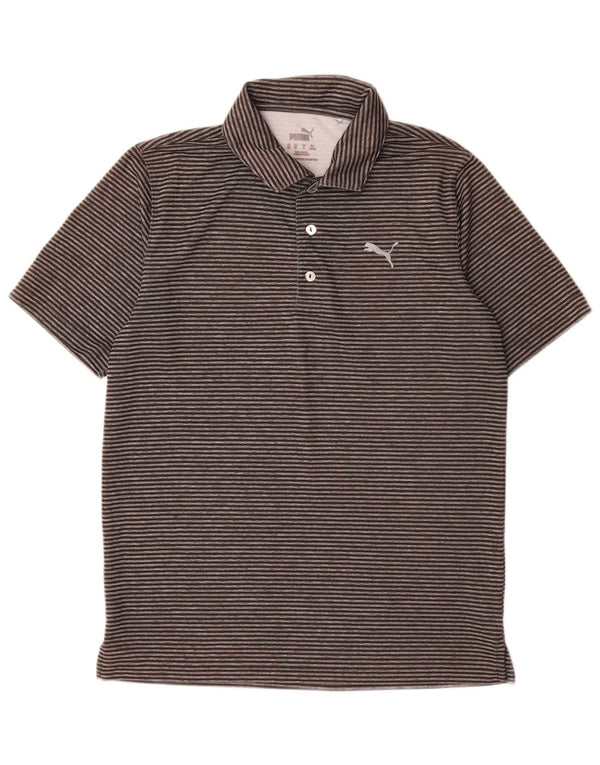 Puma Polo para hombre pequeño gris a rayas de poliéster