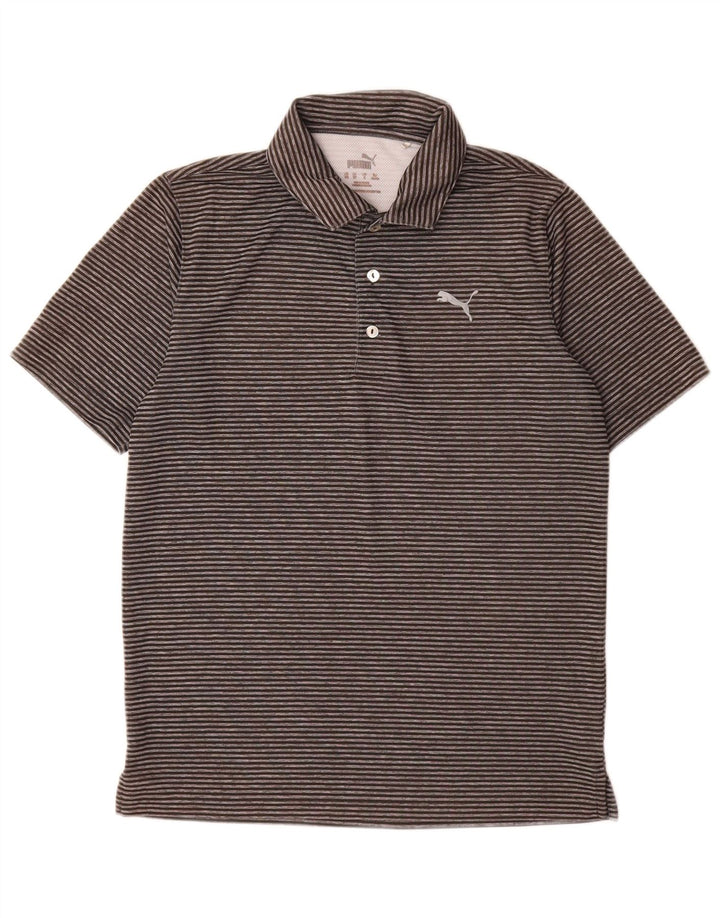 Puma Polo para hombre pequeño gris a rayas de poliéster