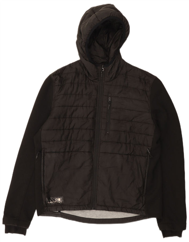 Zara Chaqueta acolchada con capucha para hombre UK 40 Large Algodón negro
