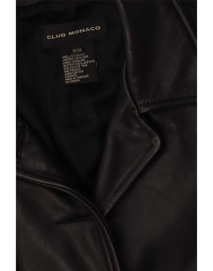 Club Monaco Chaqueta de cuero para mujer UK 44 Cuero negro mediano