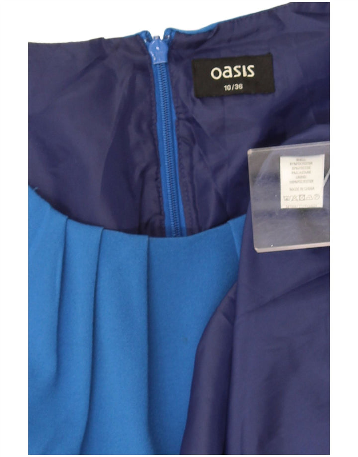 Oasis Vestido acampanado sin mangas para mujer UK 40 Pequeño Poliéster azul