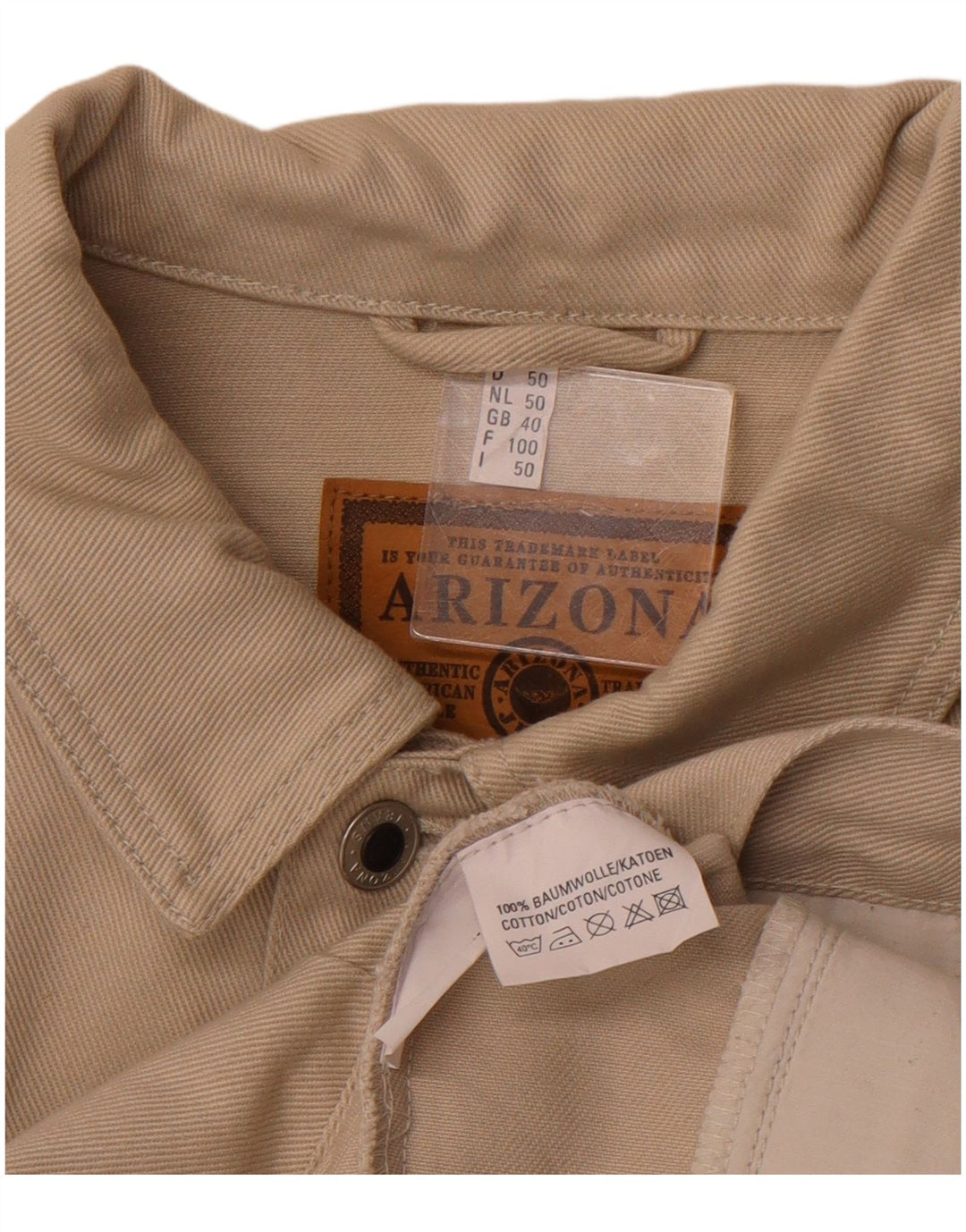 ARIZONA Chaqueta vaquera para hombre UK 40 Grande Algodón beige