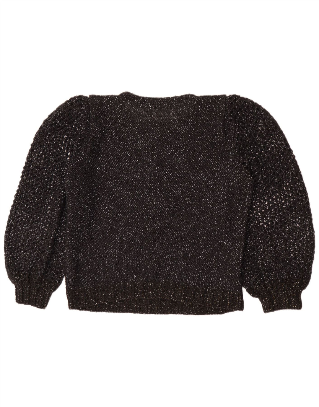 Vintage mujer cuello redondo jersey suéter Reino Unido 12 medio negro