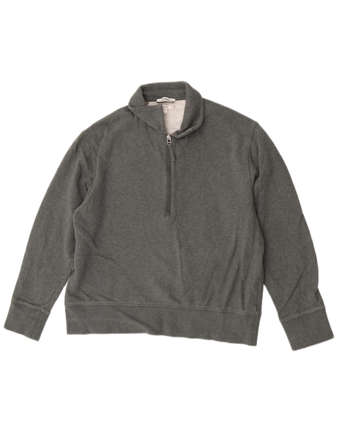 Cos Mens Relaxed Zip Neck Sudadera Jumper Algodón Verde Medio