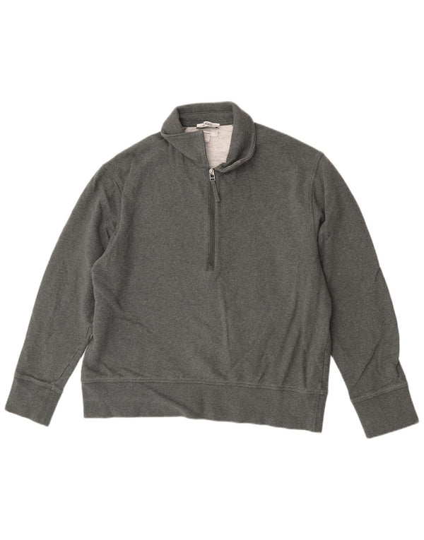 Cos Mens Relaxed Zip Neck Sudadera Jumper Algodón Verde Medio