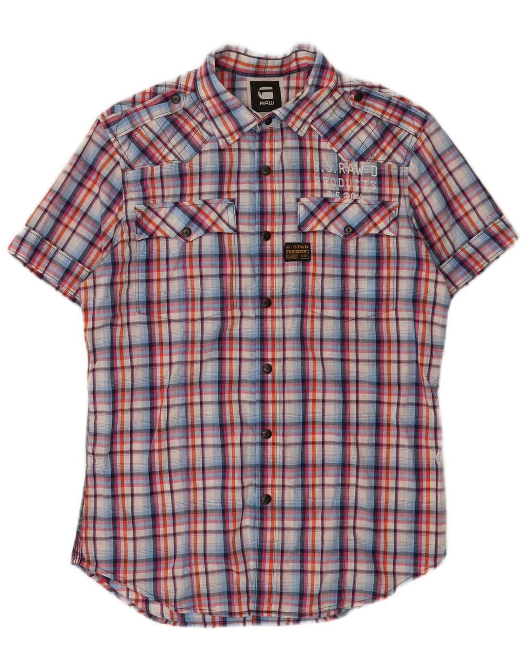G-Star Hombre Camisa Gráfica De Manga Corta De Algodón A Cuadros Multicolor Mediano