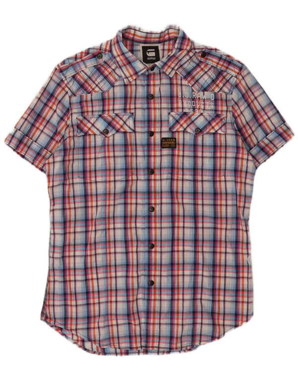 G-Star Hombre Camisa Gráfica De Manga Corta De Algodón A Cuadros Multicolor Mediano