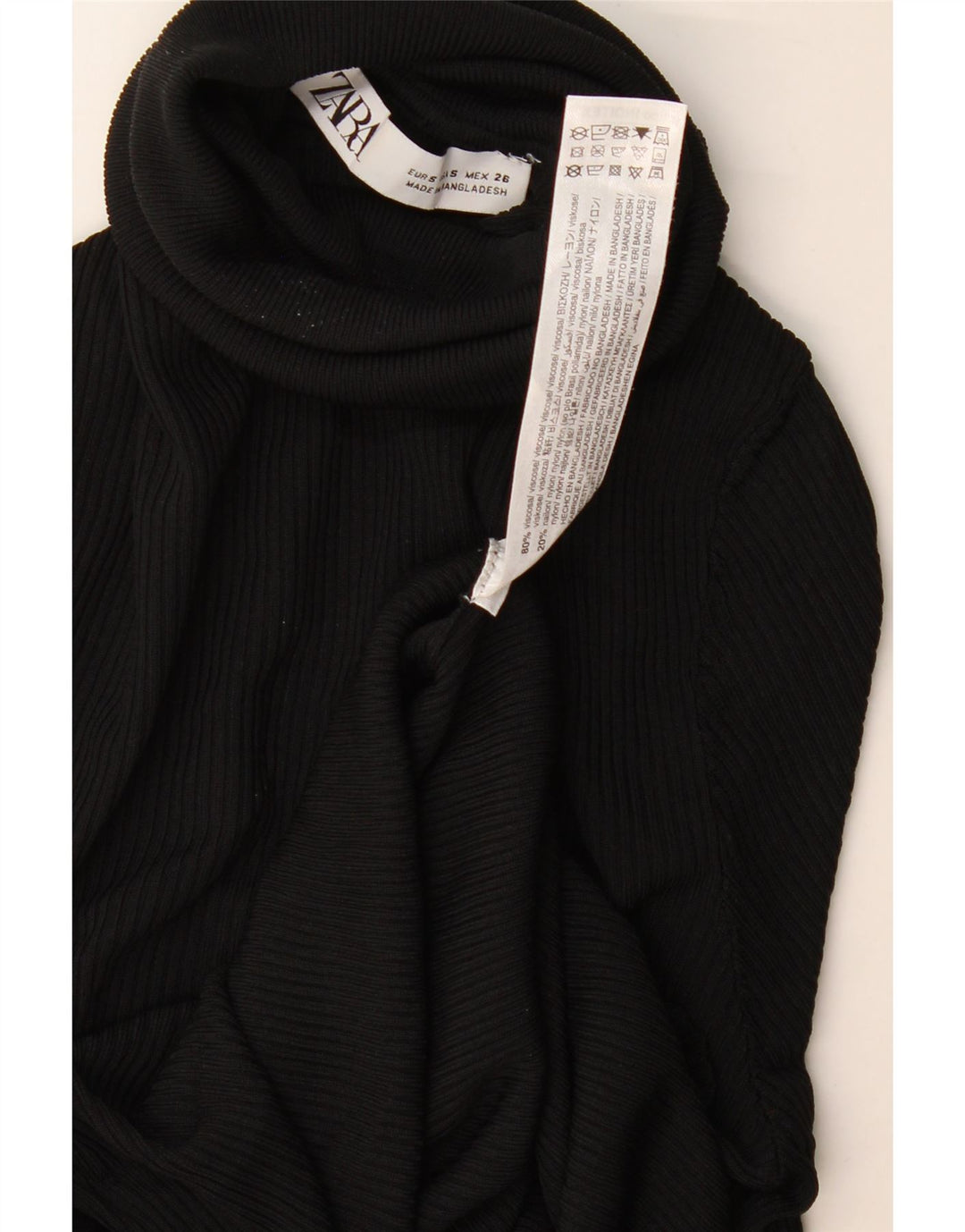 Zara Mujer Roll Neck Jumper Sweater UK 8 Small Viscosa Negra