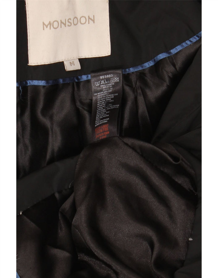 Monsoon Abrigo acolchado con capucha para mujer UK 44 Poliéster negro mediano