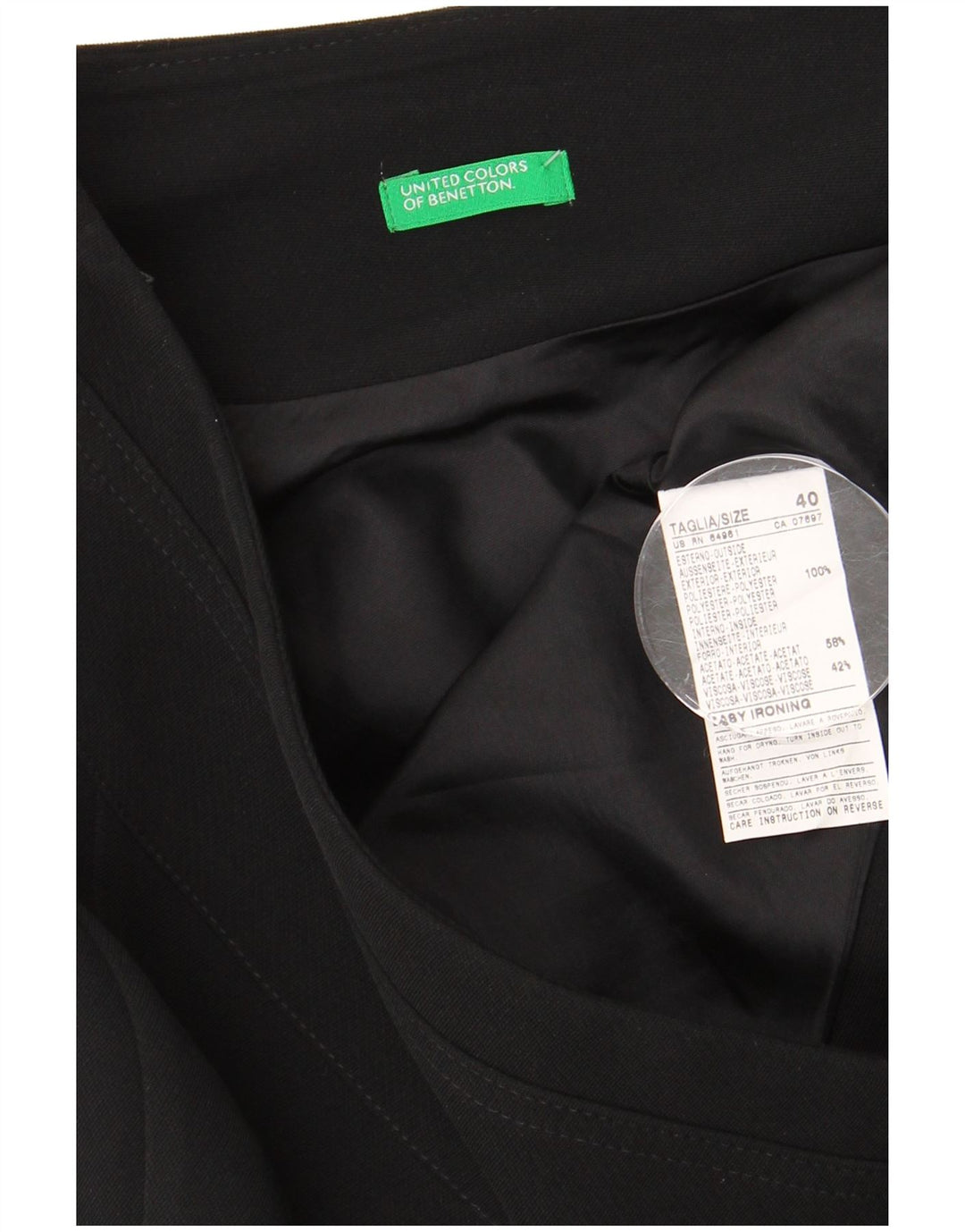 BENETTON Falda trompeta para mujer IT 40 Small W30 Poliéster negro
