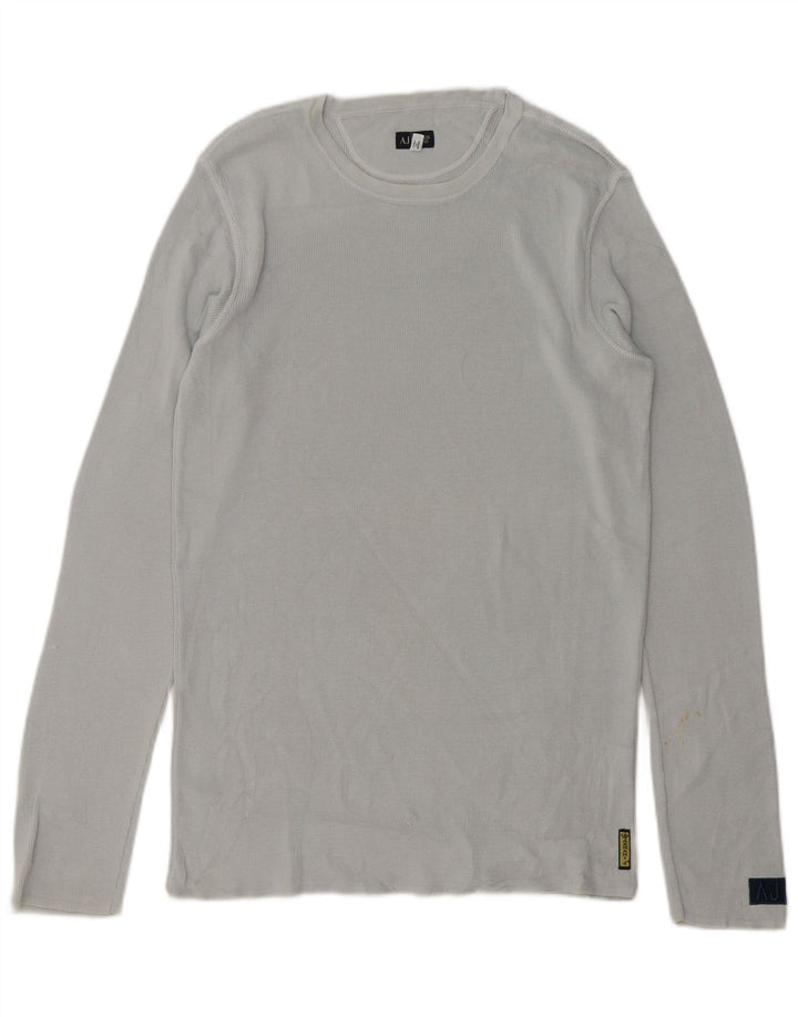 Armani Jeans Hombre Top Manga Larga Grande Gris Algodón