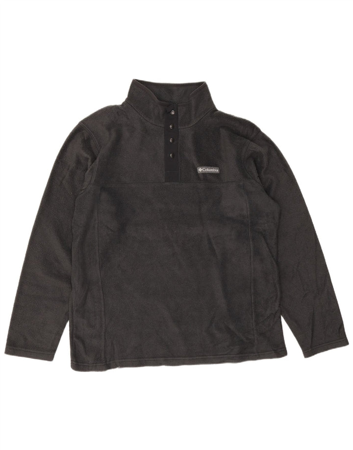 Columbia - Jersey de forro polar con cuello y botones para hombre, poliéster gris grande