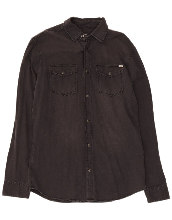 JACK & JONES Camisa vaquera para hombre Medium Black Cotton