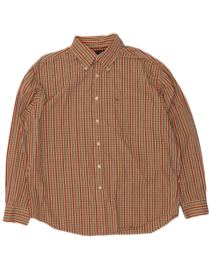 Tommy Hilfiger Camisa Hombre XL Beige Cuadros Algodón