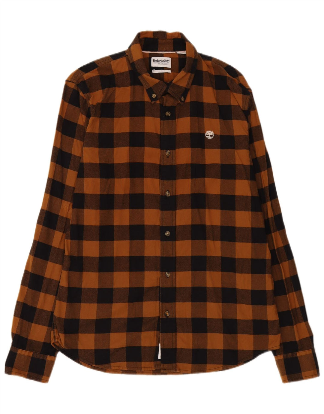 Camisa Timberland Hombre Slim Fit Franela Algodón A Cuadros Marrón Medio