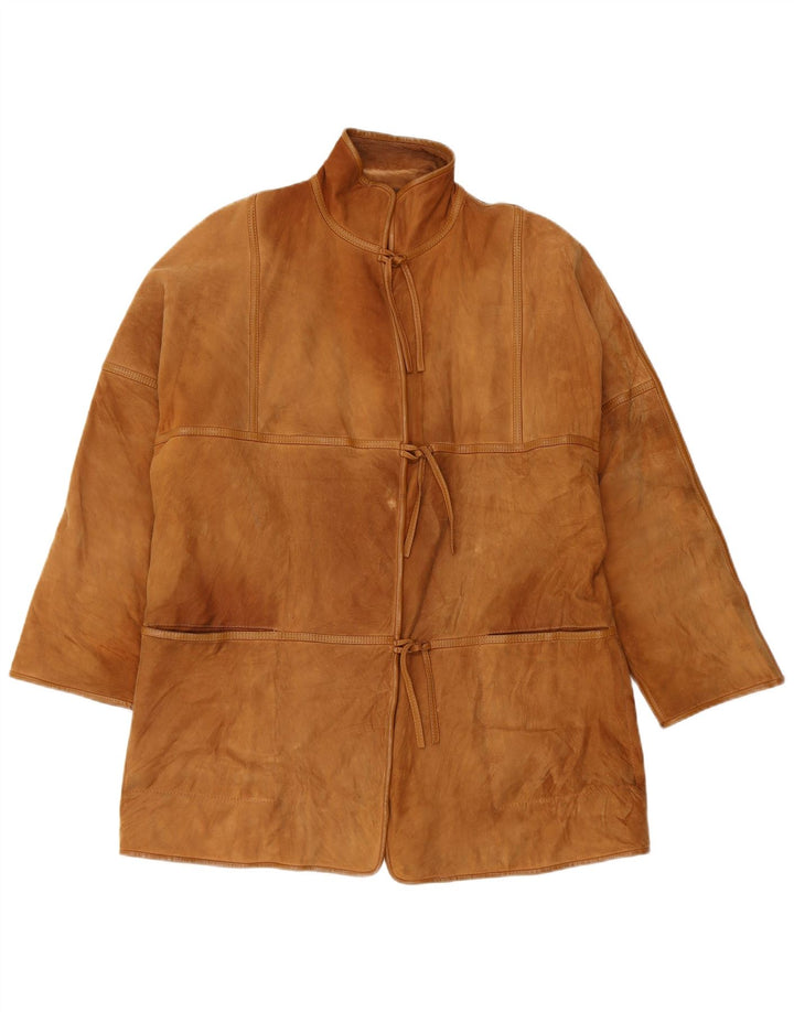 Vintage mujer chaqueta de piel de gran tamaño IT 46 cuero marrón grande