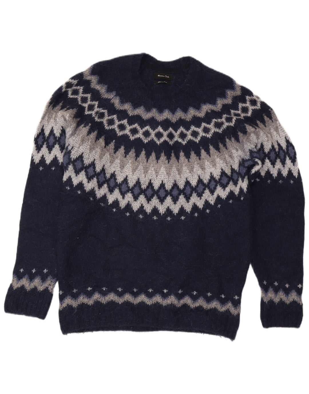 Massimo Dutti Jersey De Cuello Redondo Para Mujer UK 46 Large Azul Marino