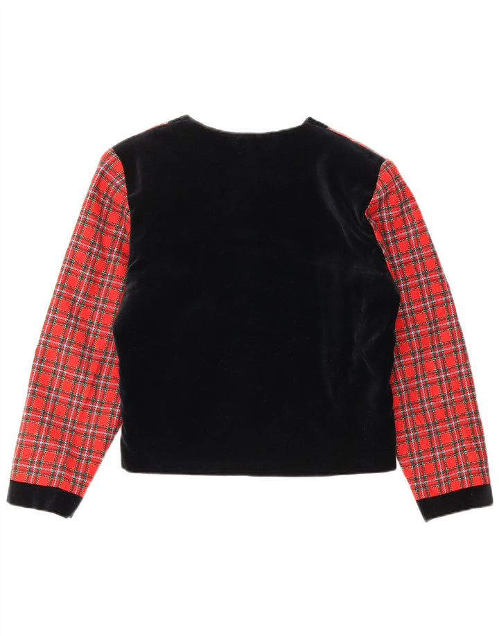 Vintage mujer crop bomber chaqueta IT 40 pequeña lana de cuadros rojos