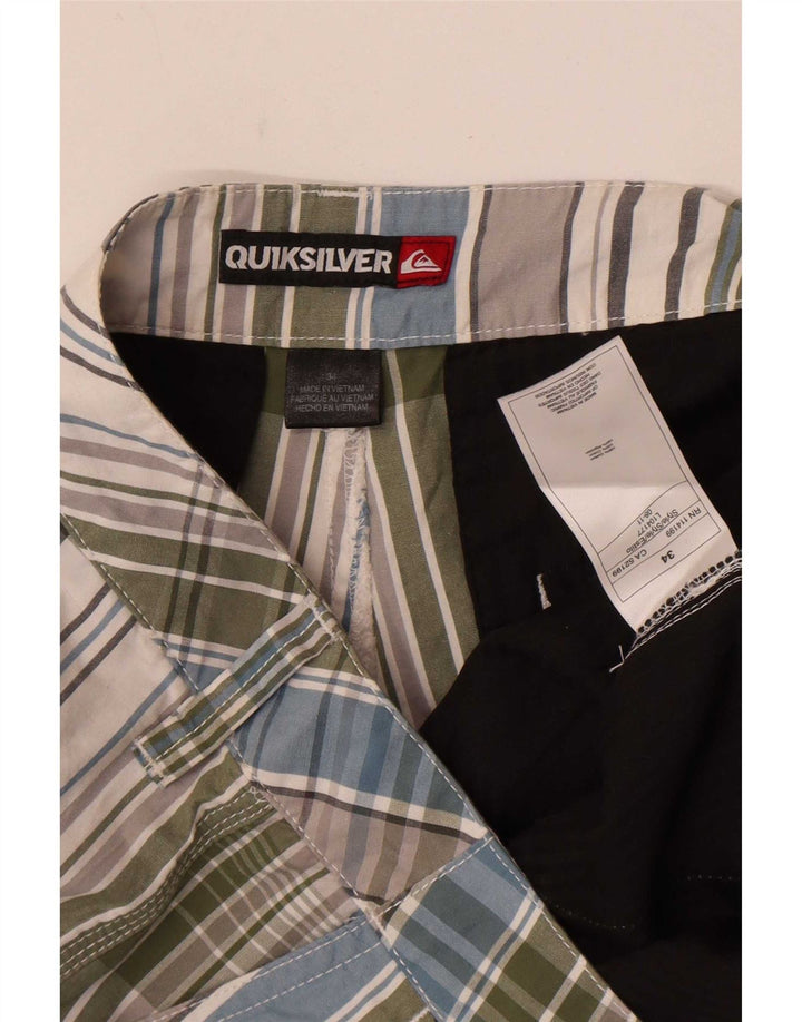 Pantalones cortos chinos Quiksilver para hombre W34 Algodón a cuadros multicolor grande