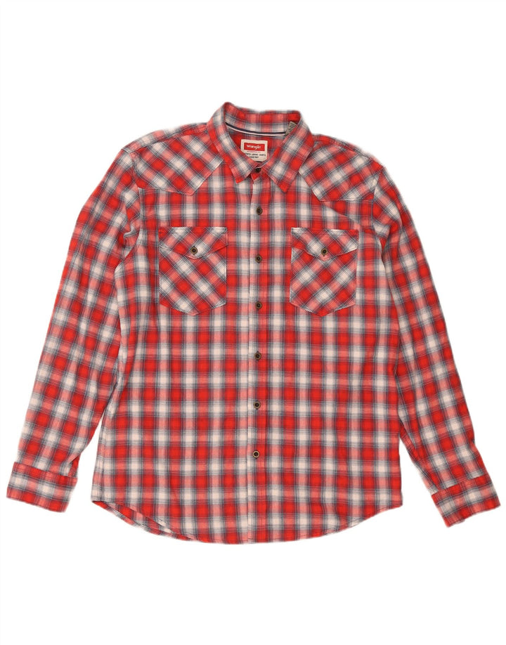 Wrangler Camisa De Franela De Algodón A Cuadros Rojos Grandes Para Hombre