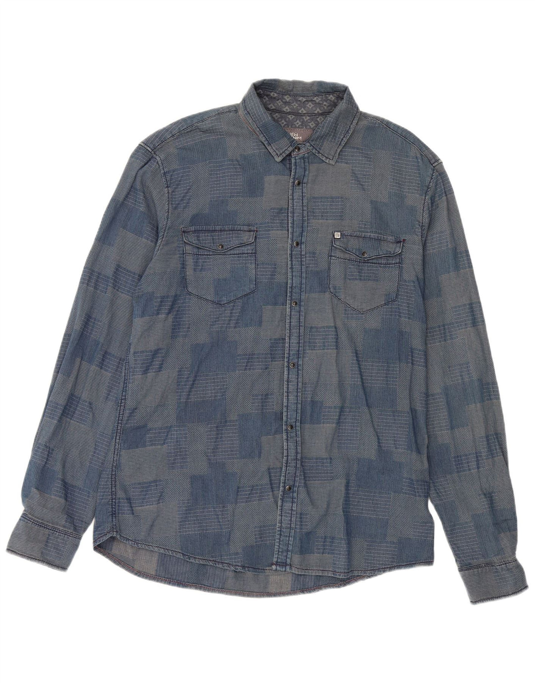 Camisa Gaudí Hombre 2XL Algodón Patchwork Azul