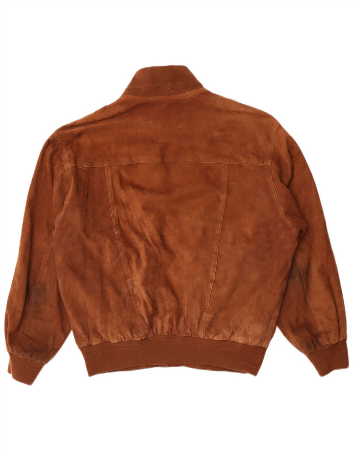 Essebi Chaqueta bomber de ante holgada para hombre EU 46 Small Cuero marrón
