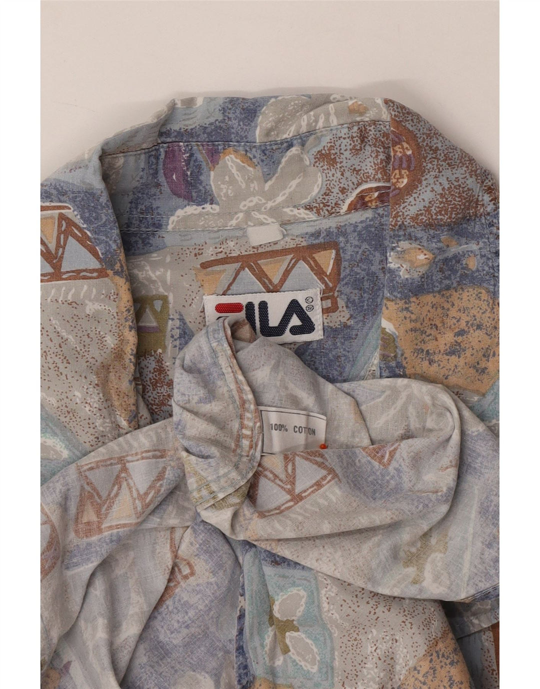 FILA Camisa de manga corta para hombre 2XL Algodón floral multicolor