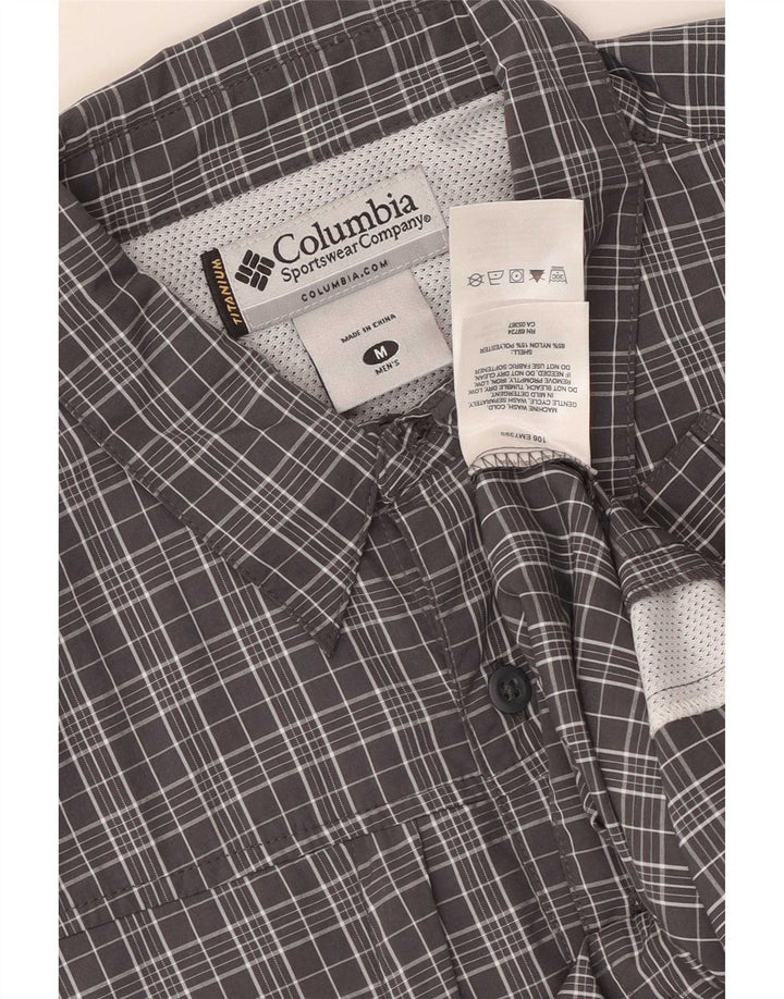 Camisa de manga corta Columbia para hombre Nylon a cuadros gris medio