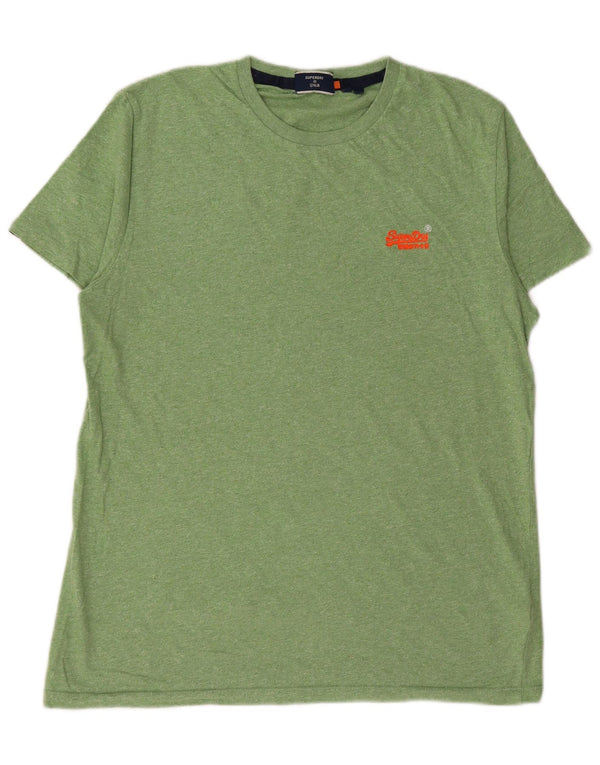 SUPERDRY Hombre Camiseta Top Grande Algodón Verde