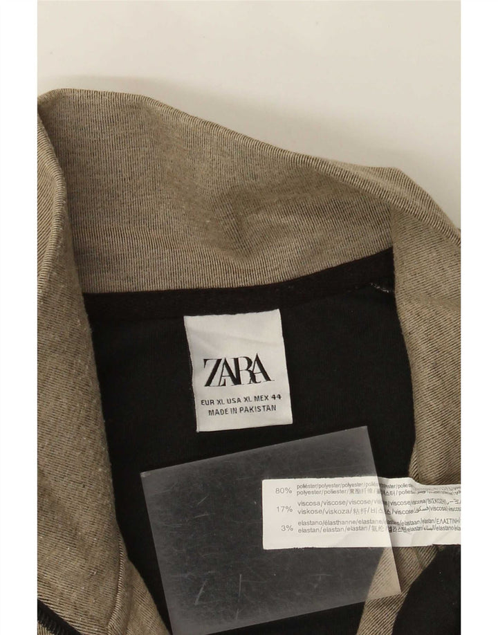 Zara Hombre Chándal Top Chaqueta XL Poliéster Moteado Verde