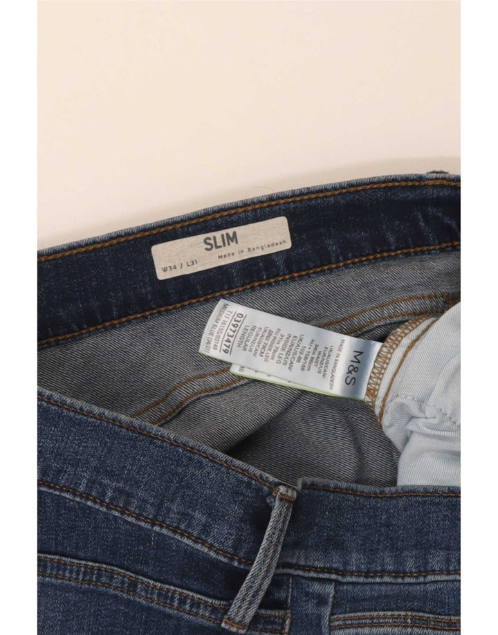 Marks & Spencer Vaqueros ajustados para hombre W34 L31 Algodón azul