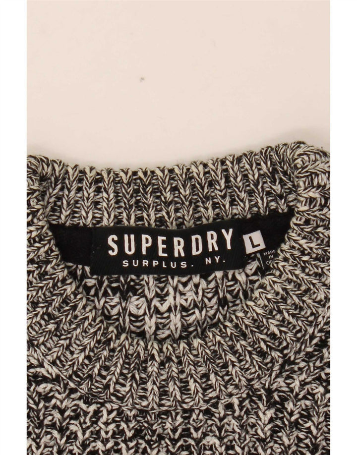 Superdry Mens Crew Neck Jumper Sweater Large Grey Flecked